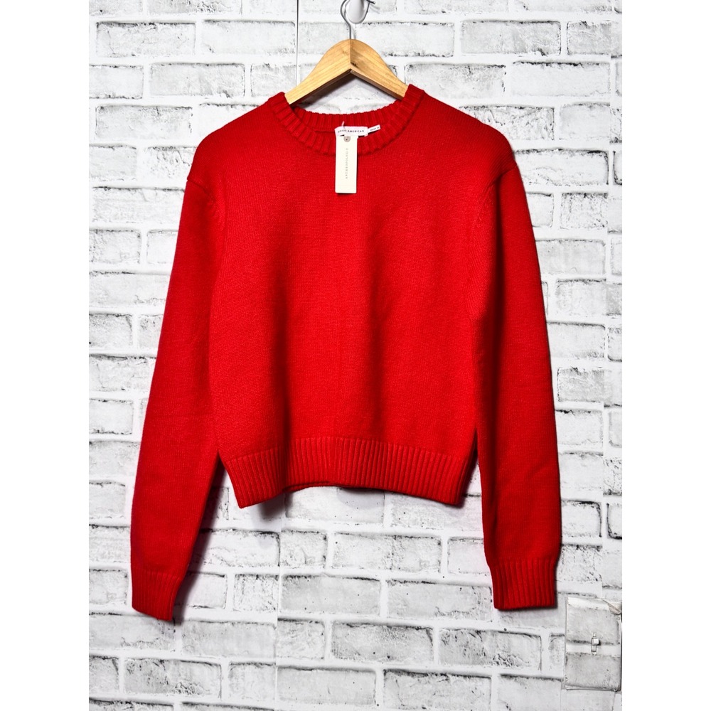 Good American Womens Red Grenadine Crewneck Knit Sweater GSK0292 Size S NWT‎